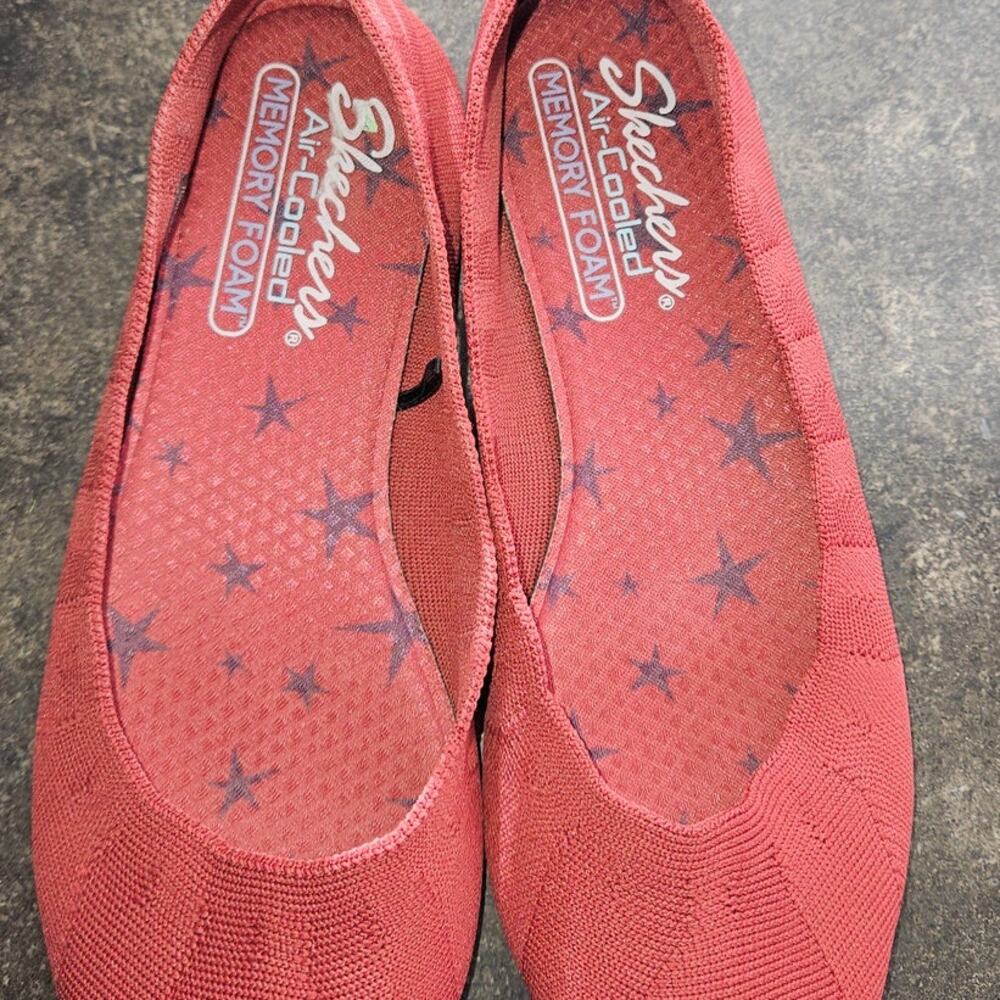 Women's Sketchers Cleo Bewitch Ballet Flat Air Cooled, Memory Foam, Red, Sz 6.5 - Picture 2 of 7